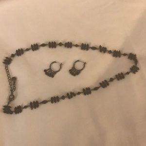 Black crystal stone Necklace and Earring Set